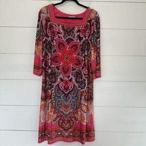 Sandra Darren Women’s 14W Floral Midi Dress Plus Size Stretchy